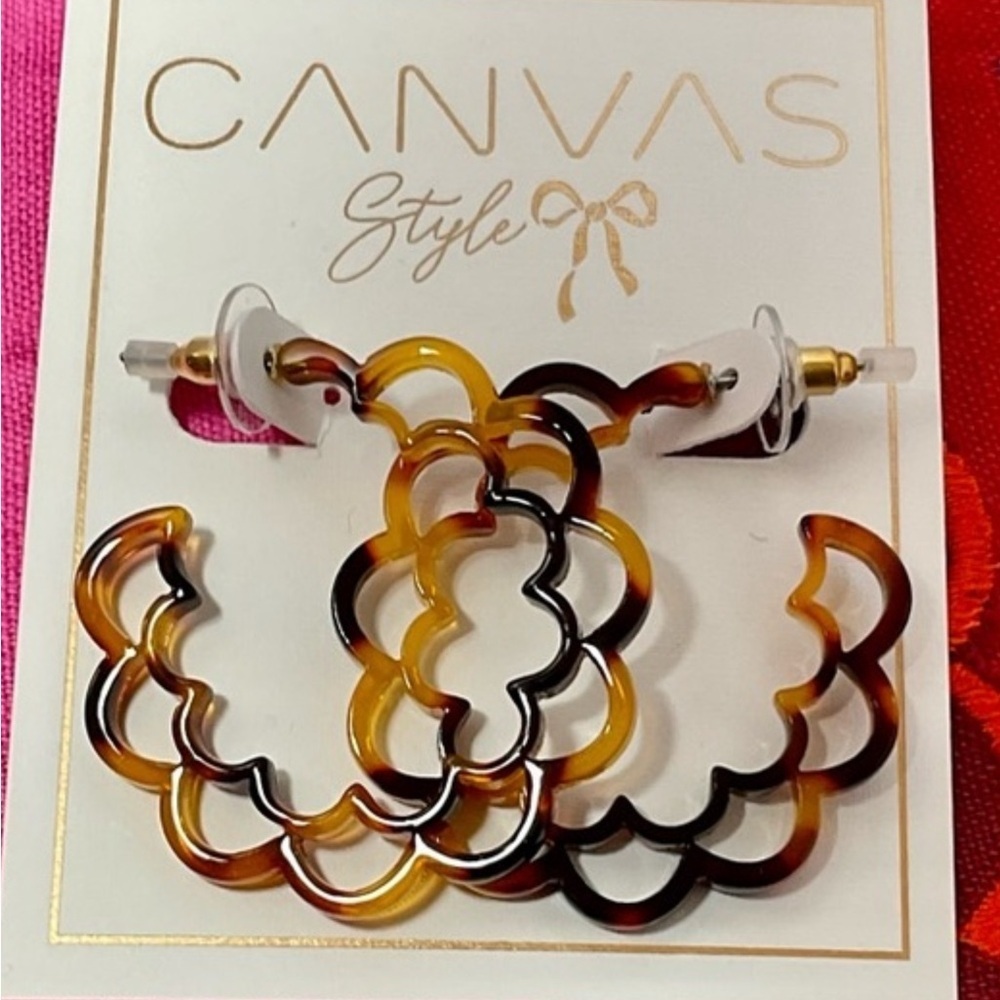 Canvas Jewelry tortoise Hoop Earrings